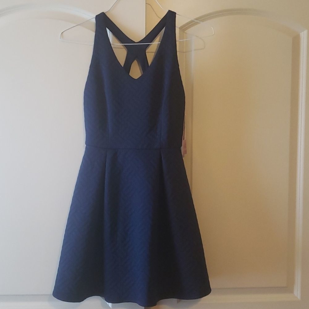 Emerald Sundae Womens Mini Party Fit and Flare Juniors Navy Dress Size 1 NEW